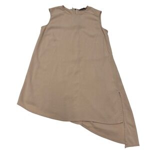 H by Halston Tank Top Womens Size 0 Tan Sleeveless Asymmetrical Hem